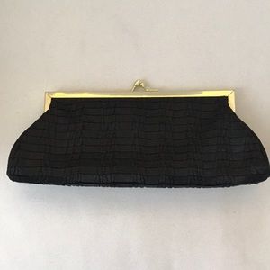 Black fabric clutch, gold hardware